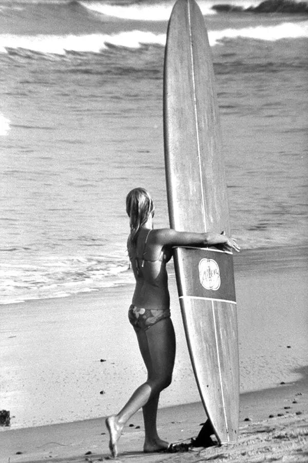 US surfer Kathie Lacroix competing at the Women's World Surfing Championships, 1966. US surfer Kathie Lacroix competing at the Women's World Surfing Championships, 1966.