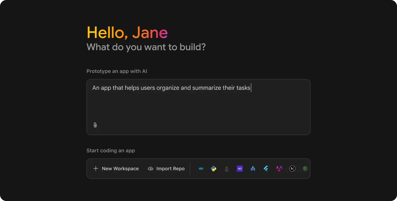 Firebase Studio helps you build full-stack AI apps quickly