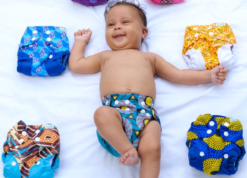 Kijani's diapers feature distinct prints. Kijani's diapers feature distinct prints.