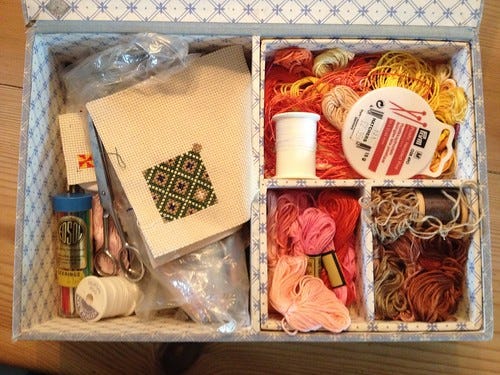 Inside my old sewing box Inside my old sewing box