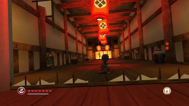 A video game screen shot of a room with red lanterns

AI-generated content may be incorrect.