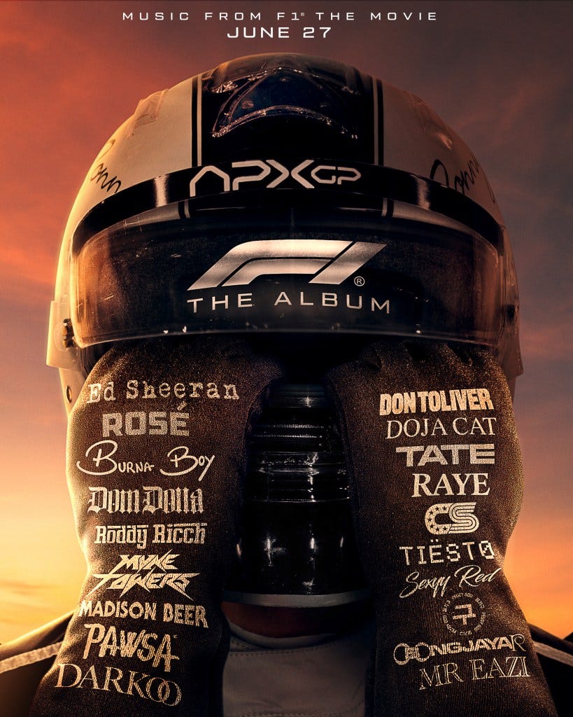 F1' Soundtrack Features Ed Sheeran, Doja Cat, Rosé, and Tate McRae