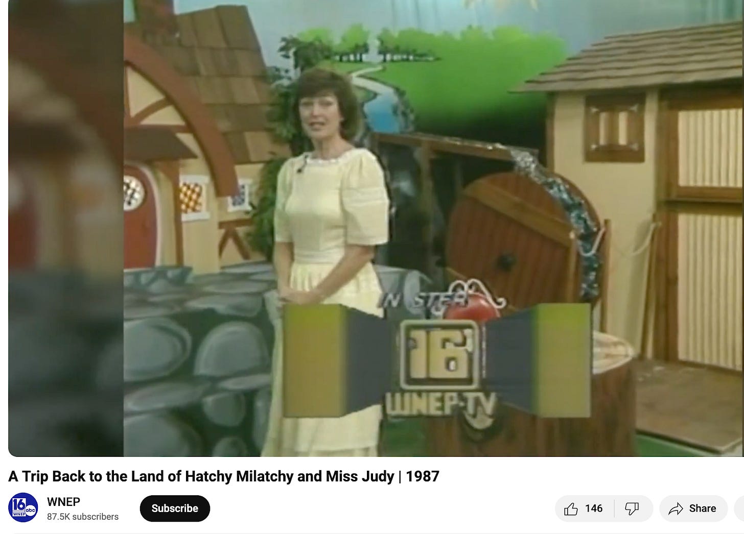Screenshot of a youtube video from WNEP archive that profiles the lady who played Miss Judy on The Land of Hatchy Milatchy for many years. Screenshot of a youtube video from WNEP archive that profiles the lady who played Miss Judy on The Land of Hatchy Milatchy for many years.