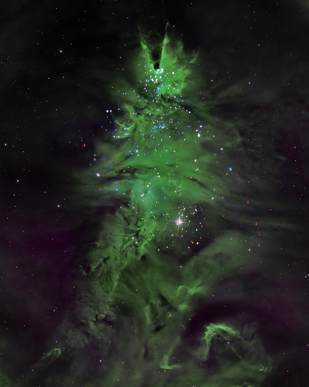 Imagen del "The Christmas Tree Cluster" tomada por la NASA