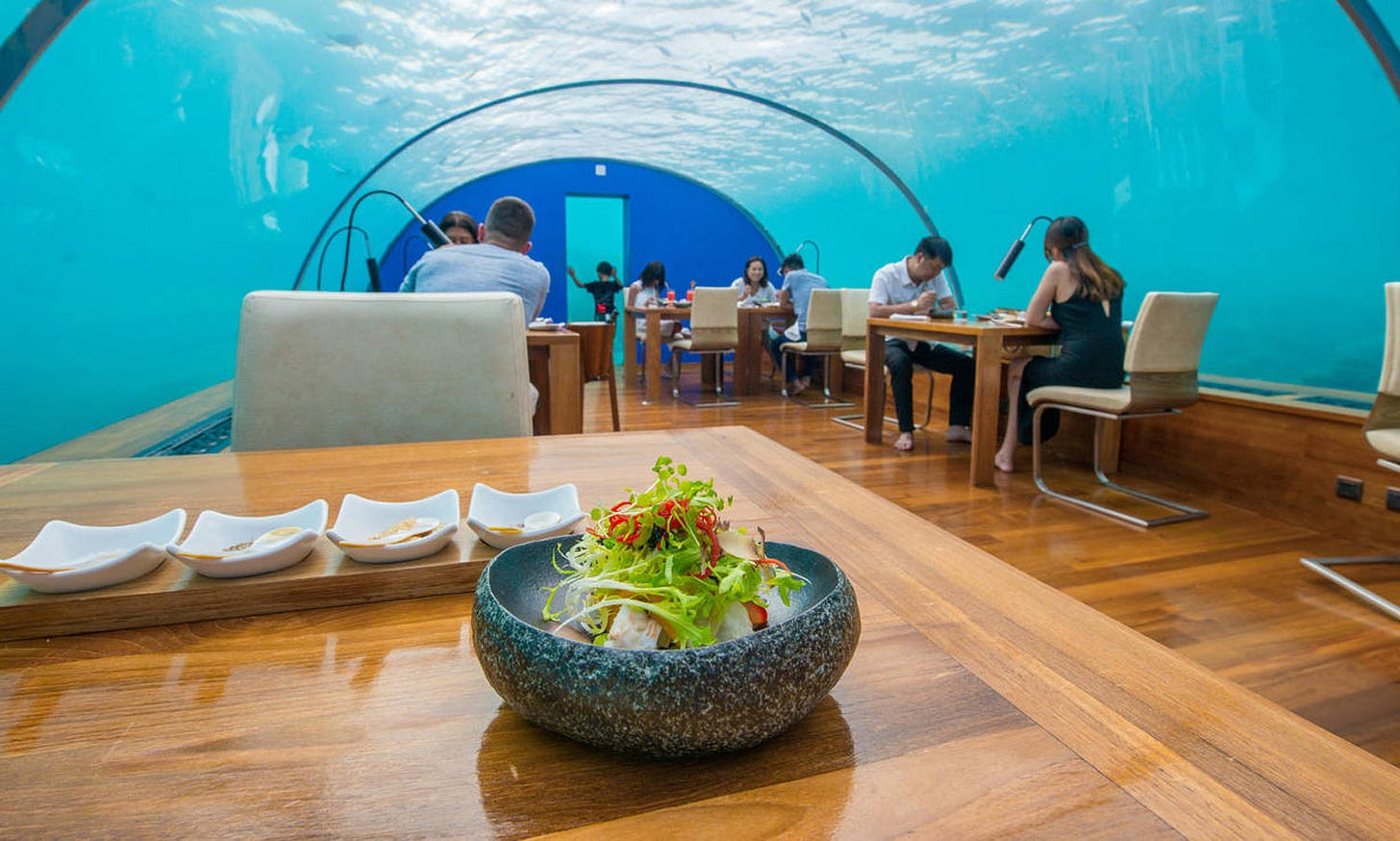 Ithaa is an underwater restaurant.