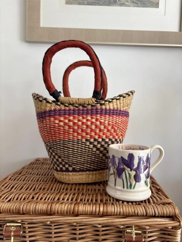 Small handwoven basket bag from Ghana NEW 1