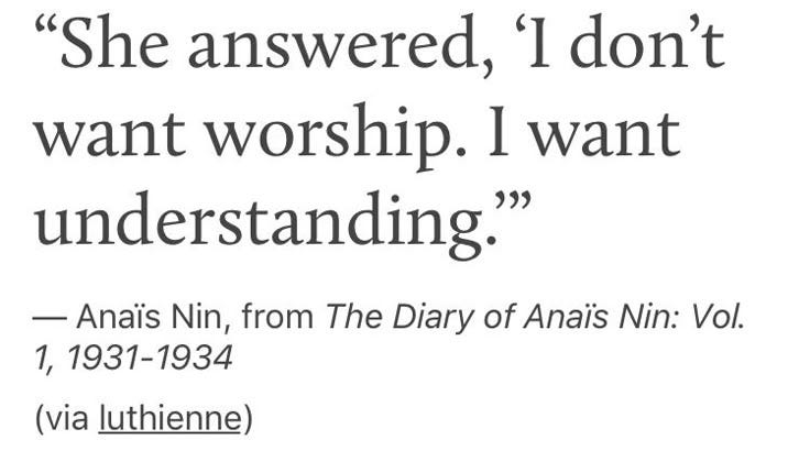 This may contain: an image with the quote she answered, i don't want worship i want understanding