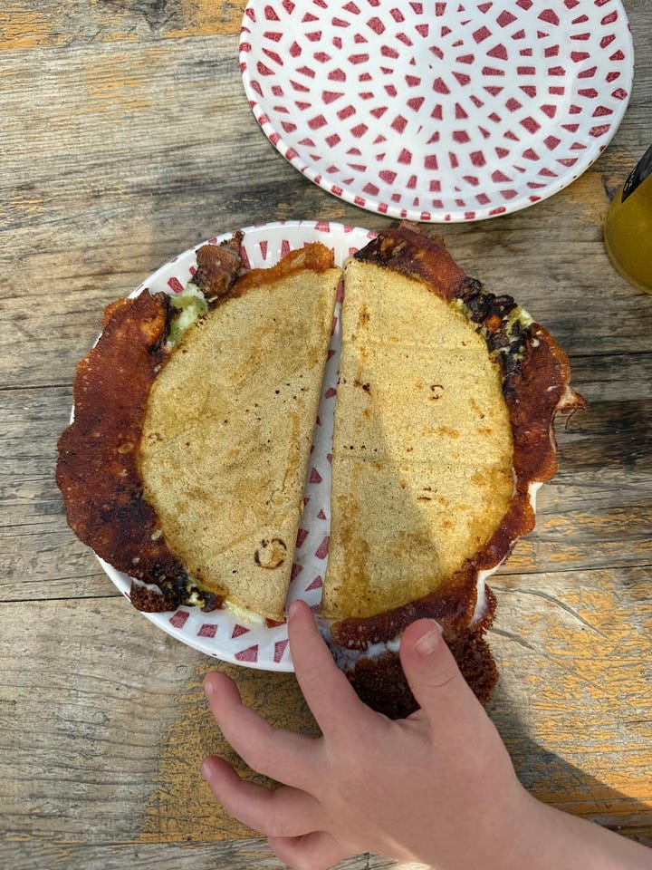 quesadillas and fish taco