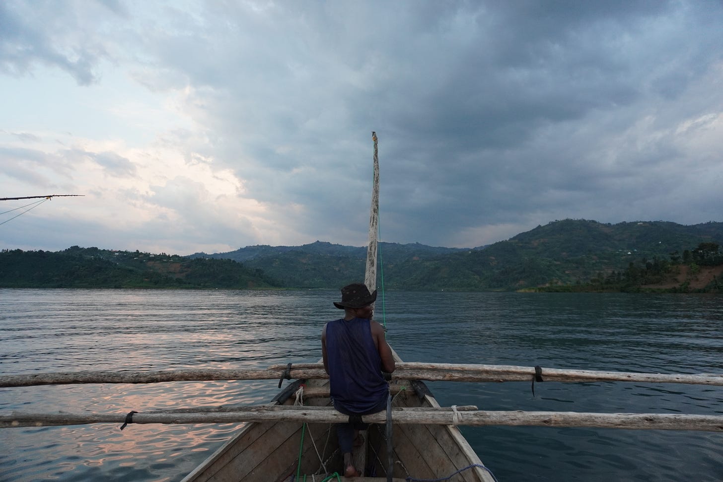a fisherman on Lake Kivu