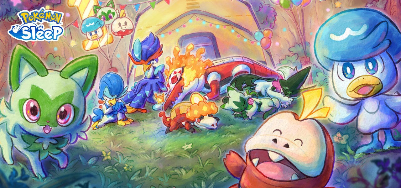 Pokémon Sleep is celebrating the first anniversary of its global release. This key artwork featuring Paldean Pokémon has been released to mark the occasion Pokémon Sleep is celebrating the first anniversary of its global release. This key artwork featuring Paldean Pokémon has been released to mark the occasion