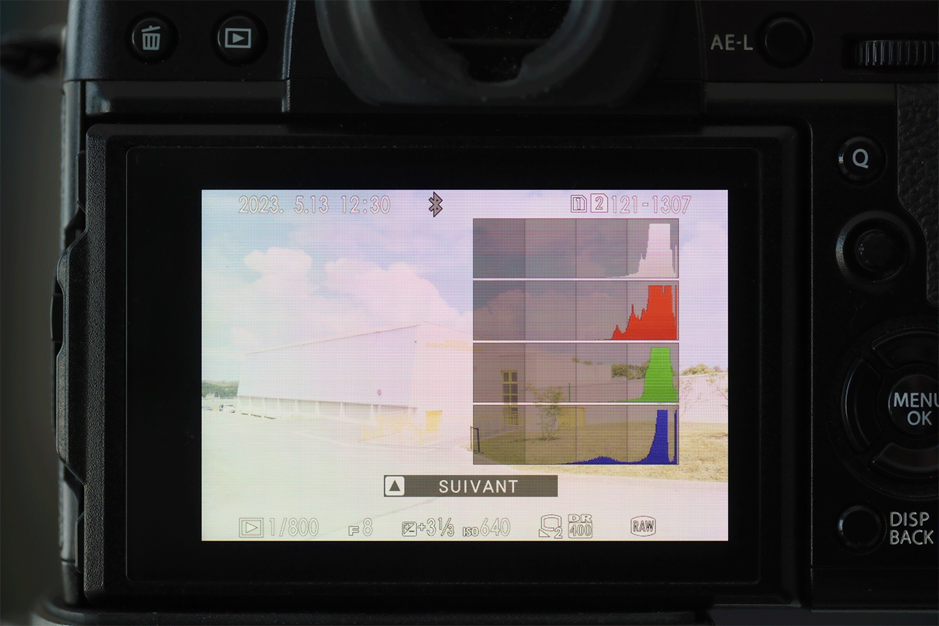 Aperçu des zones écrêtées sur l'écran du Fuji XT-3
