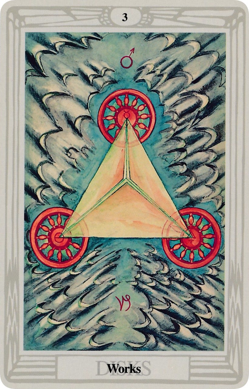 Three of Disks - Works - Thoth Tarot