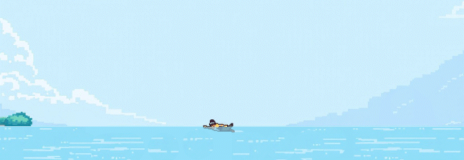 A person swims against a quickly moving currents.