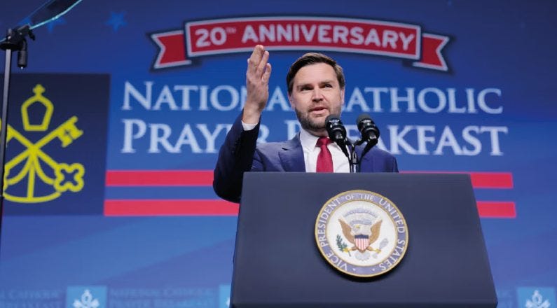 Vice President JD Vance at the National Catholic Prayer Breakfast Vice President JD Vance at the National Catholic Prayer Breakfast
