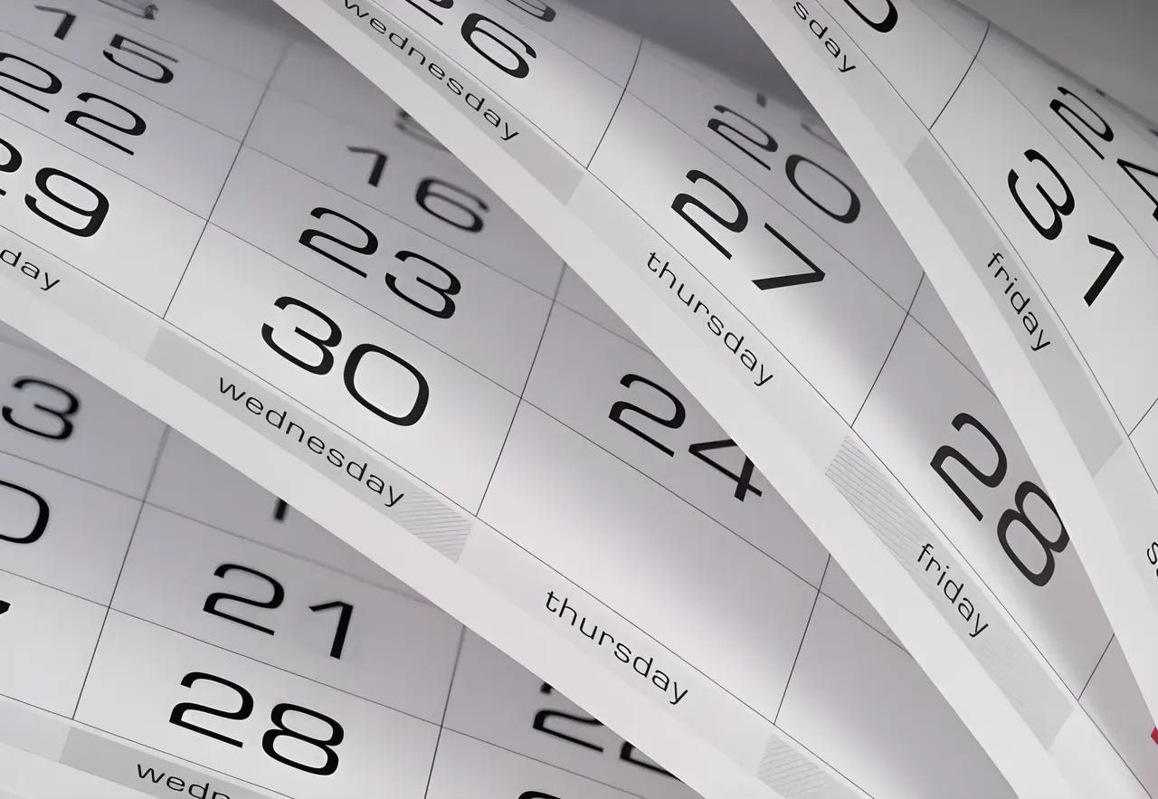 Close-up of a calendar flipping through pages