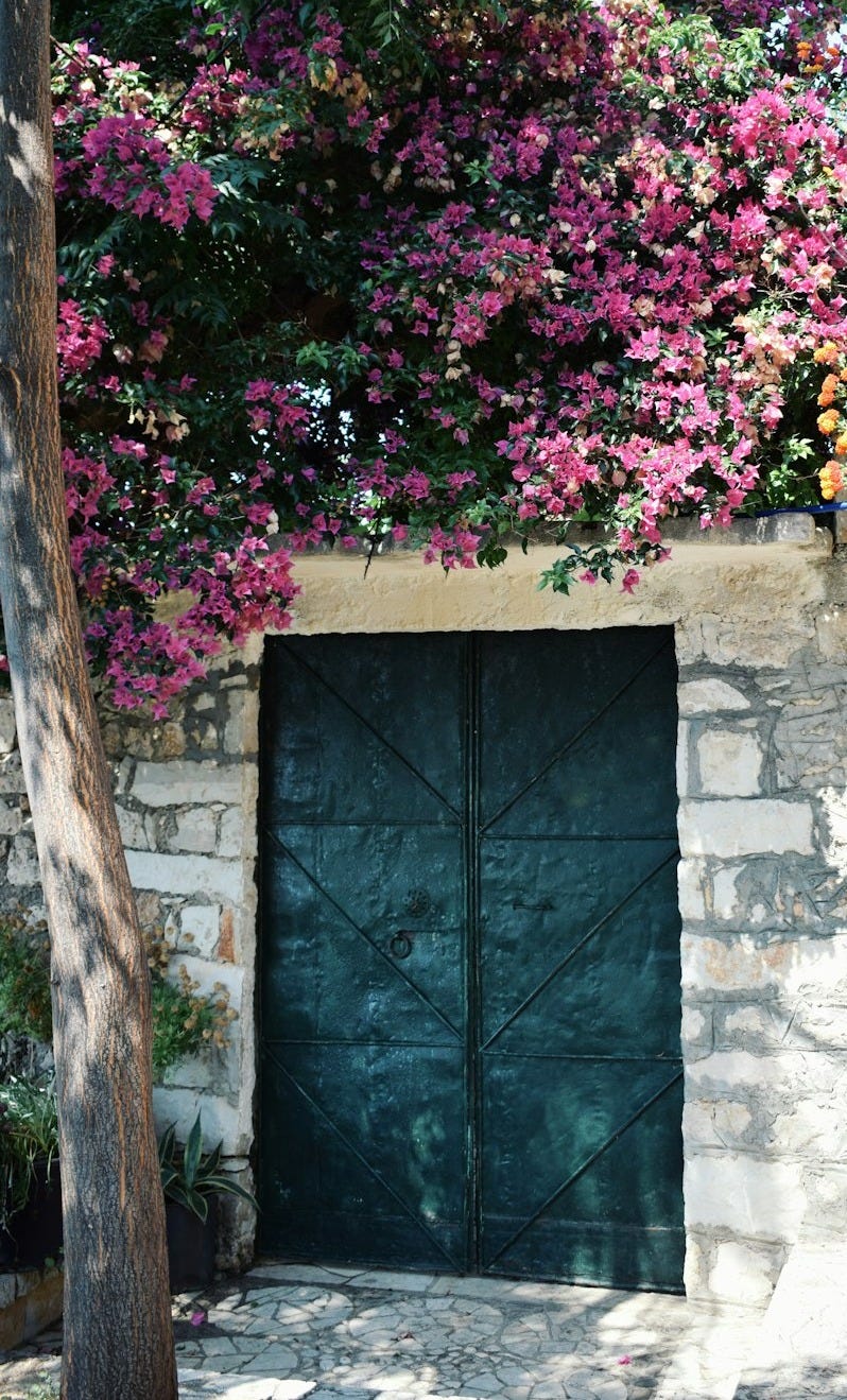 a door with flowers on it