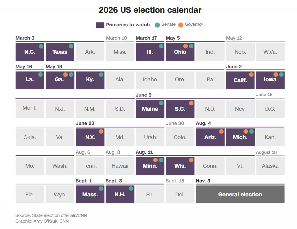 2026 calendar with election dates highlighted (krdo.com).