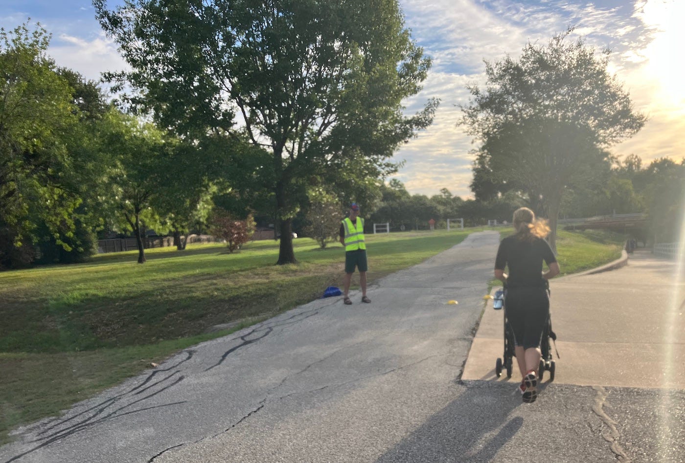 Cones mark the turnaround point for parkrunners