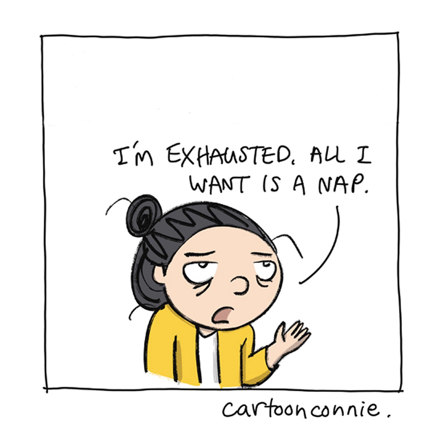 Panel 3/6 of a comic strip titled "The Life of a Writer," 2026, by Connie Sun, cartoonconnie, featuring a cartoon girl talking to an elephant in the artist's signature style.