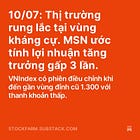 10/07: Thị trường rung lắc tại vùng kháng cự. MSN ước tính lợi nhuận tăng trưởng gấp 3 lần. 