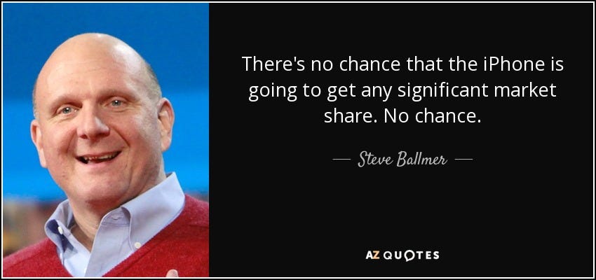 Steve Ballmer quote: There's no chance that the iPhone is going to get...