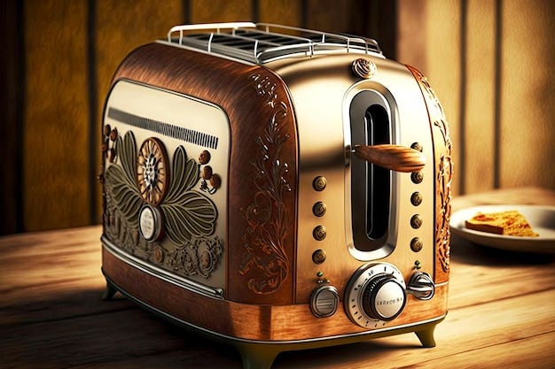 Torradeira elegante vintage para preparação de delicioso café da manhã |  imagem Premium gerada com IA