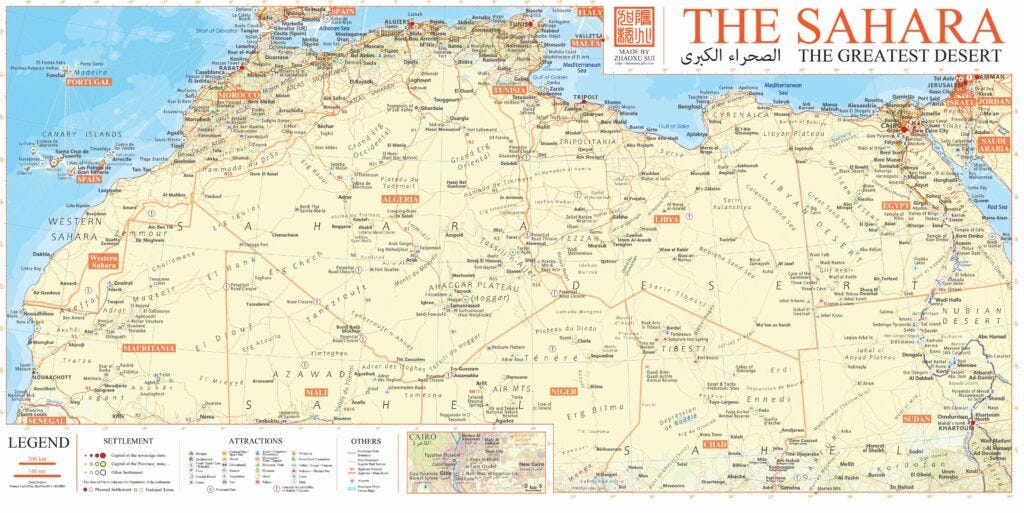 Mapa del desierto del Sahara (2022) Mapa del desierto del Sahara (2022)