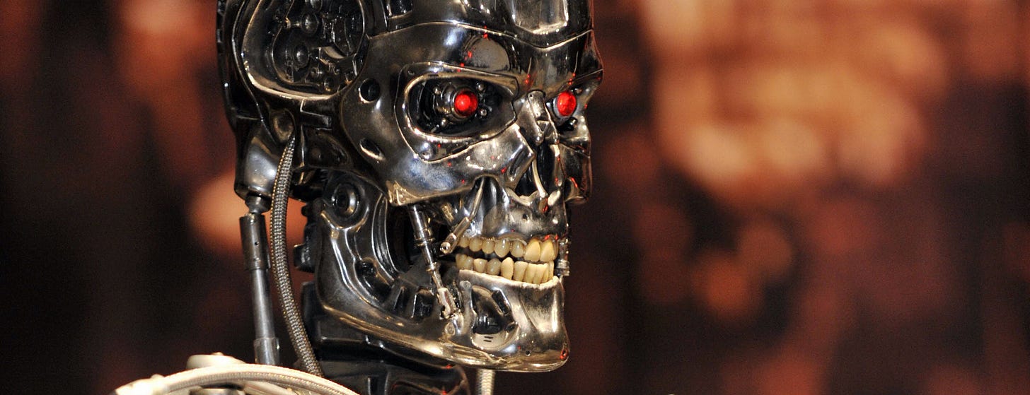 A full-scale figure of terminator robot