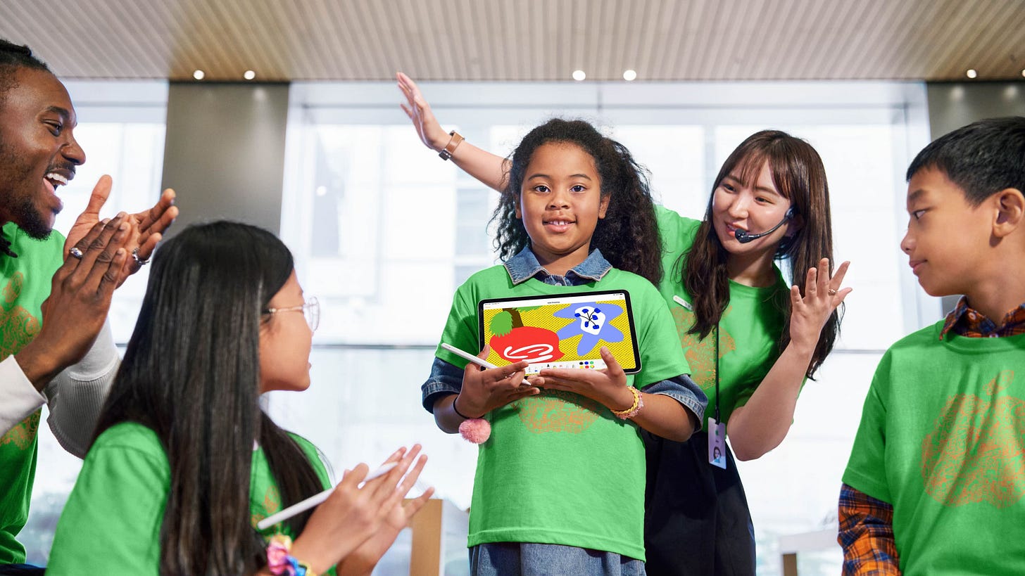 Apple Specialists and kids participate in Apple Camp at Apple Myeongdong.