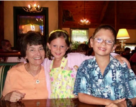 6 pictures of author with mom, grandma and daughter