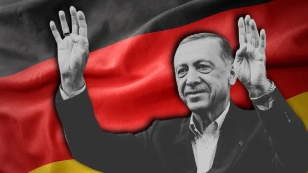 Erdogan e a bandeira alemã