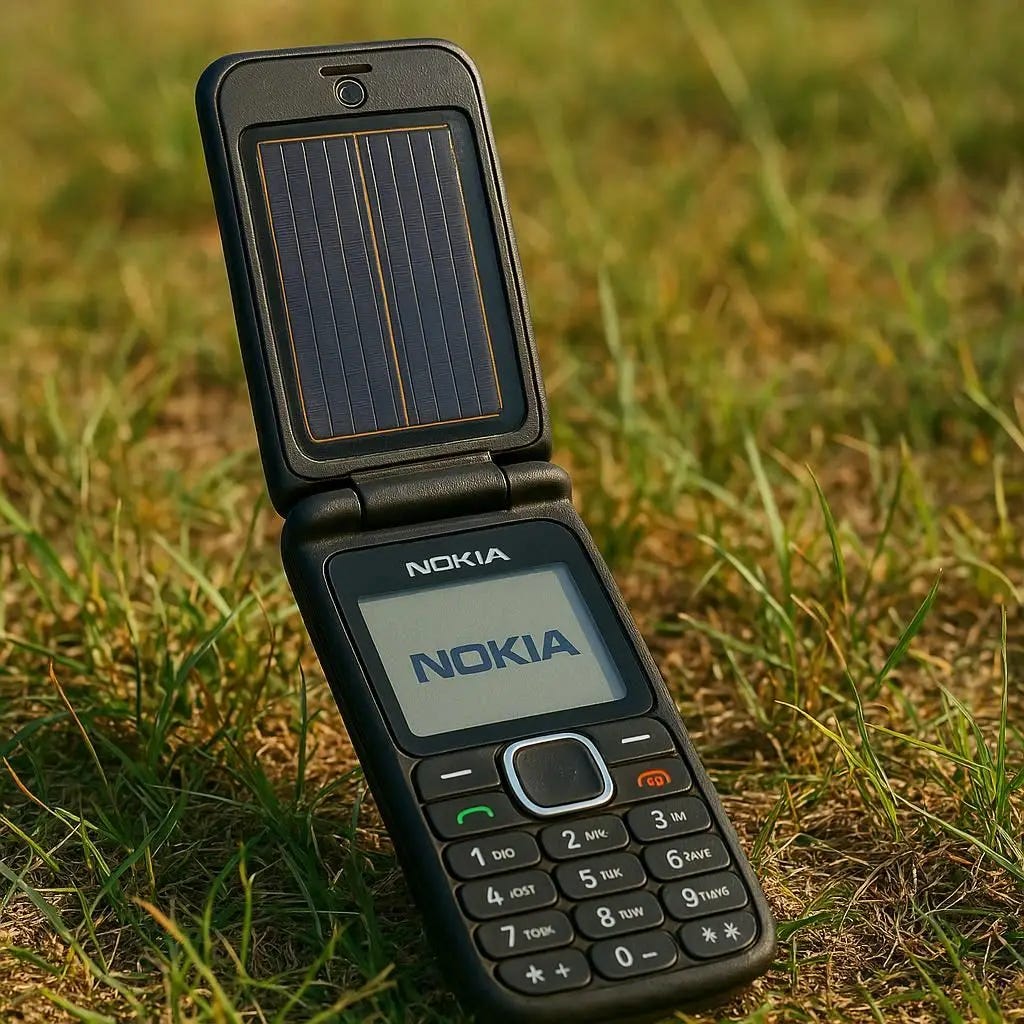 solar powered nokia flip phone