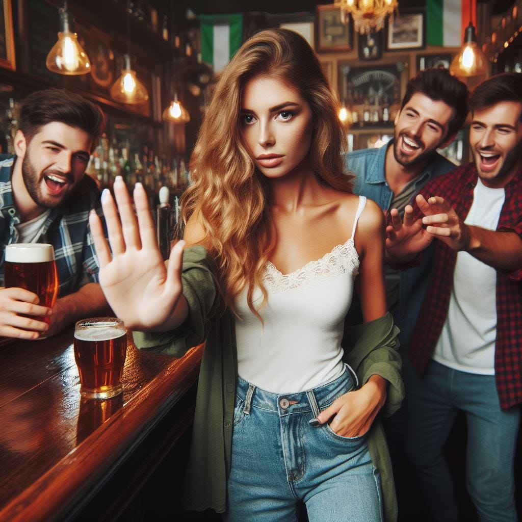 Never Allow People to Push You Around and Influence Your Decisions, a girl in a bar saying NO! Never Allow People to Push You Around and Influence Your Decisions, a girl in a bar saying NO!