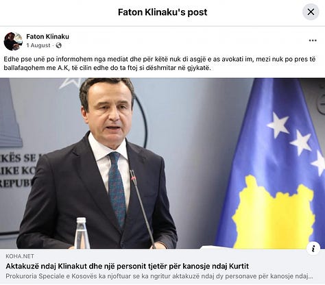 Një përmbledhje e postimeve në Facebook të Faton Klinakut, që pasqyrojnë retorikën dhe deklaratat në qendër të polemikave publike dhe hetimeve ligjore.