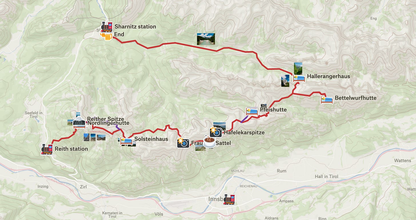 Annotated map of the Karwendel Hohenweg Annotated map of the Karwendel Hohenweg