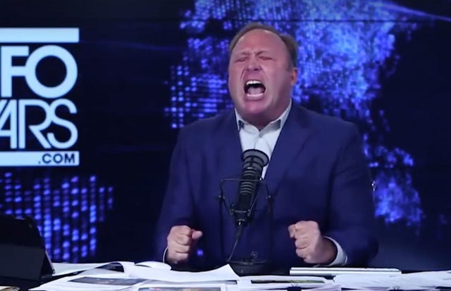 A Beautiful Supercut of Alex Jones Making Bizarre Reptilian Growling Noises