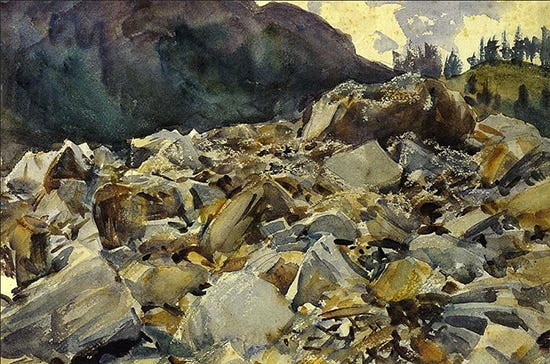 Purtud, Alpine Scene and Boulders, 1904, by John Singer Sargent Purtud Alpine Scene and Boulders 1904 by John Singer Sargent
