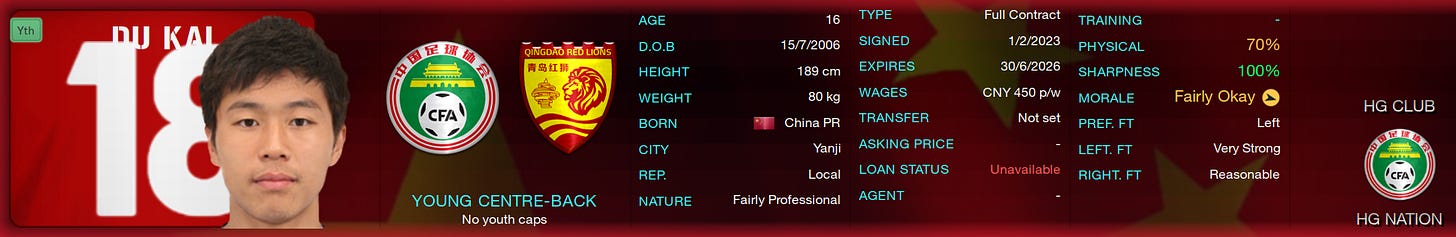 Football Manager 2023 Du Kai