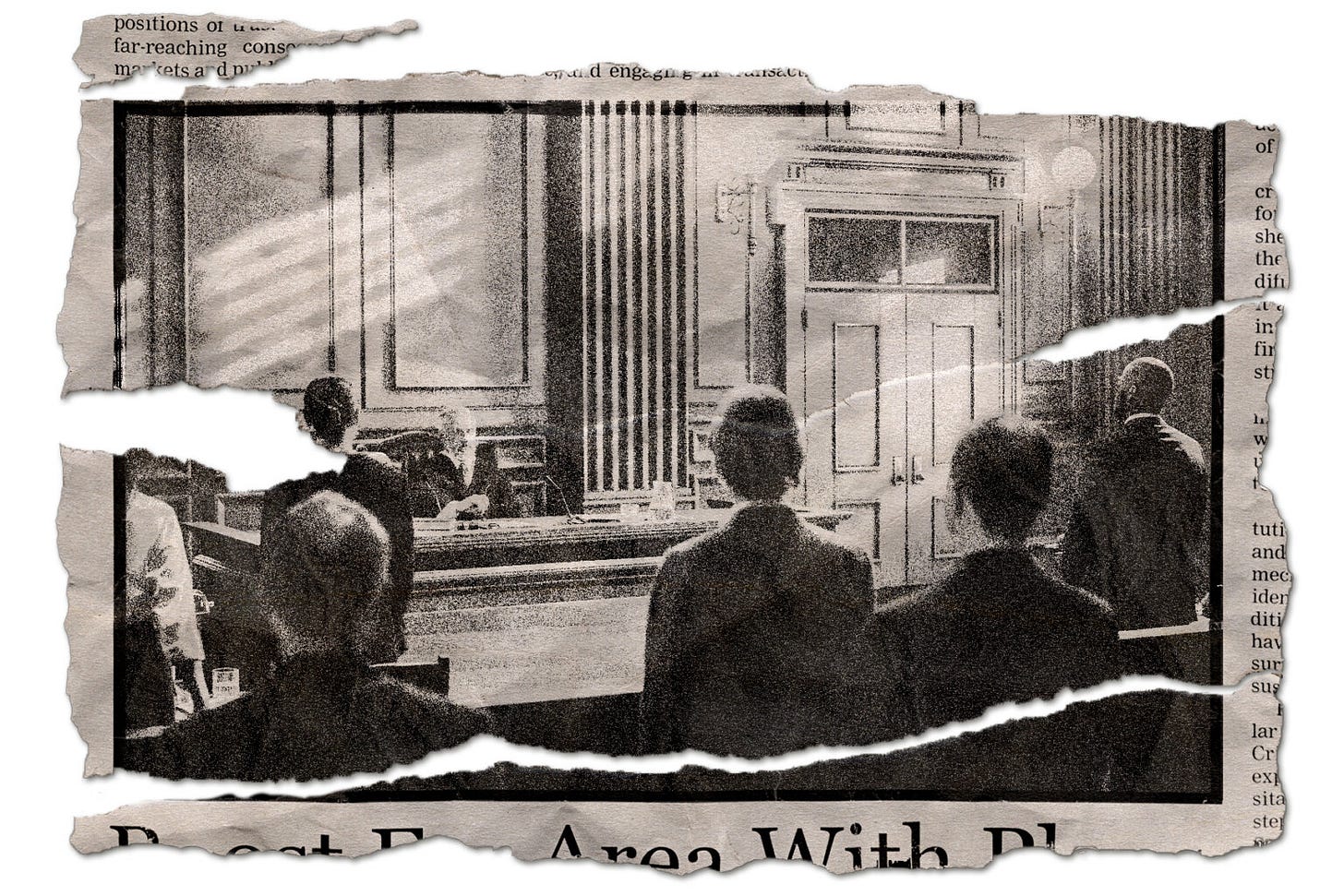 Artist's rendering of a courtroom