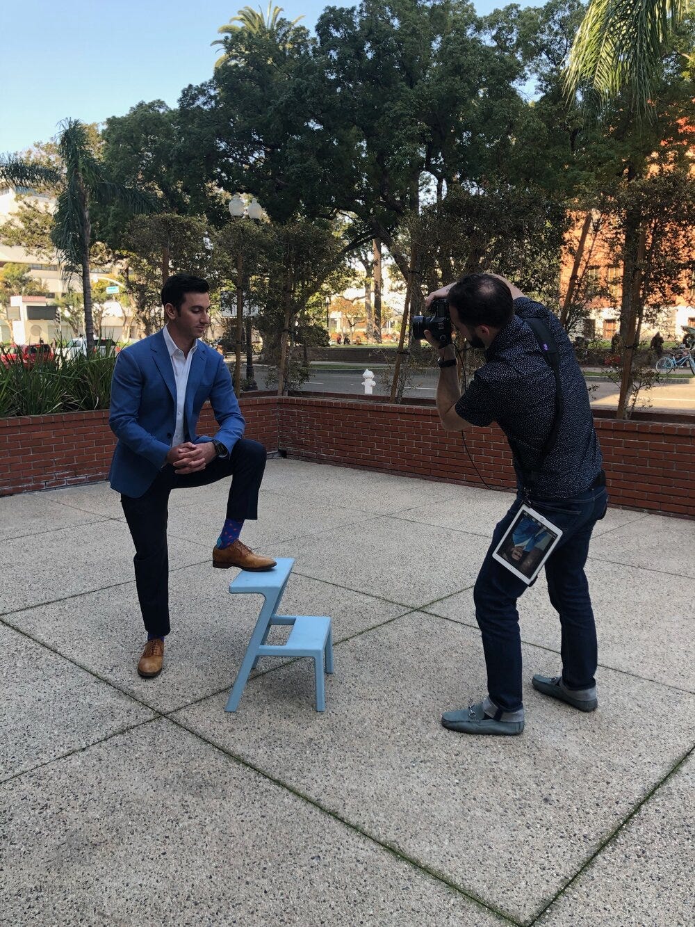 Acting Goofy & Presidential as they take my corporate headshot Acting Goofy & Presidential as they take my corporate headshot