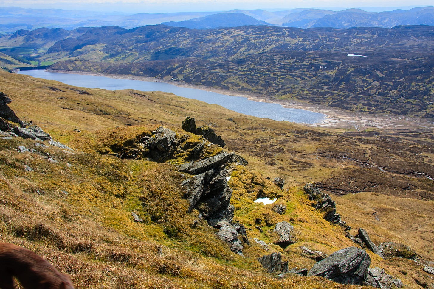 View southwest across Loch Lednock Reservoir to the proposed Wind Farm site from the Corbett Creag Uchdag © Felicity Martin View southwest across Loch Lednock Reservoir to the proposed Wind Farm site from the Corbett Creag Uchdag © Felicity Martin