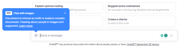 "Chat with images" icon in ChatGPT