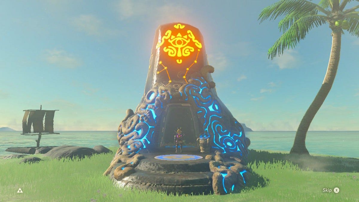 Sheikah shrine on a tropical island