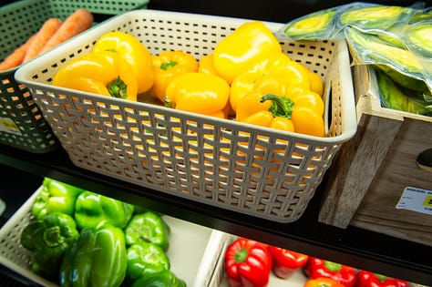 fresh fruit and vegetables, well-stocked grocery shelves in Cloudcroft at Cloudy's Market