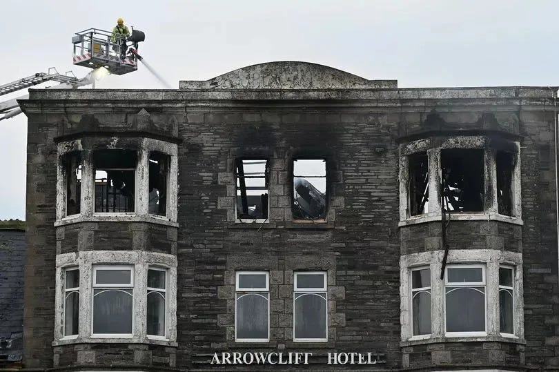 Fears over stability of derelict hotel in Newquay after second devastating  fire - Yahoo News UK