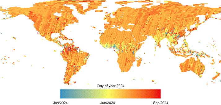 Global map from the comparison of HLS and MODIS NBAR surface reflectance Global map from the comparison of HLS and MODIS NBAR surface reflectance