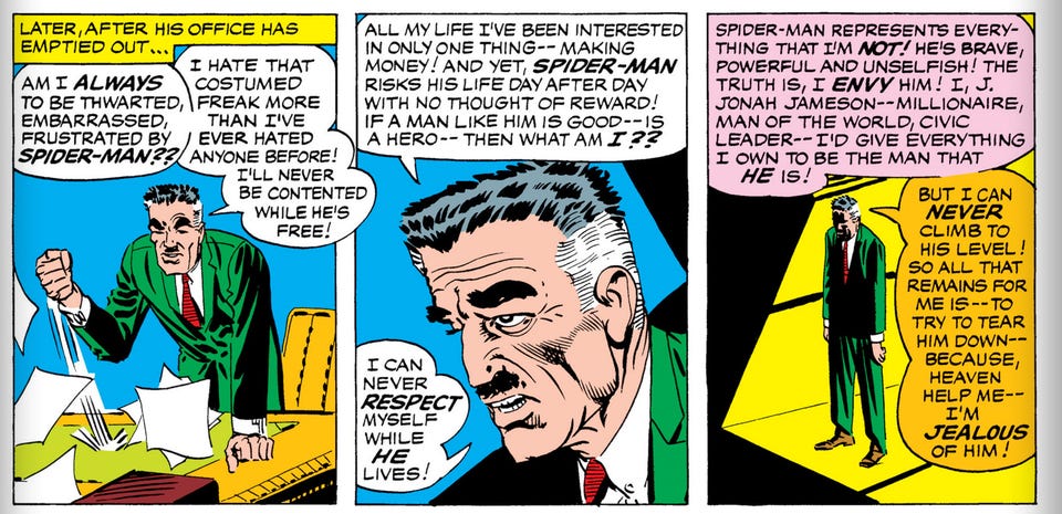 r/Spiderman - I bought the Ditko Lee Omnibus and I was able to read for the first time the real reason JJJ hates Spider-Man. Poingant scene.