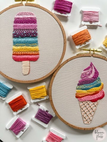 rainbow ice cream and ice pop embroidery rainbow ice cream and ice pop embroidery