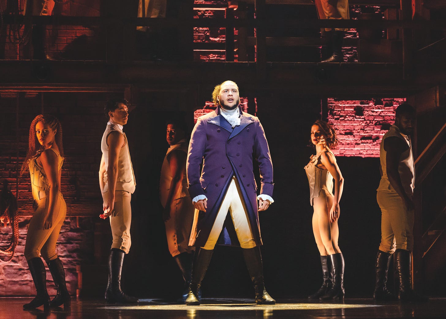HAMILTON TOUR. Billy Nevers (Aaron Burr) and Company. Photo by Danny Kaan