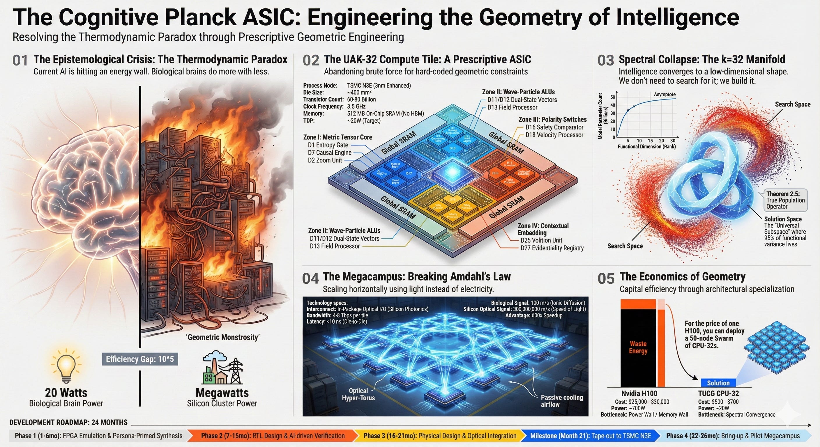 The Cognitive Planck ASIC: Architectural Specification, Economic Analysis, and Deployment Roadmap for the TUCG Universal Agent Kernel (UAK)
